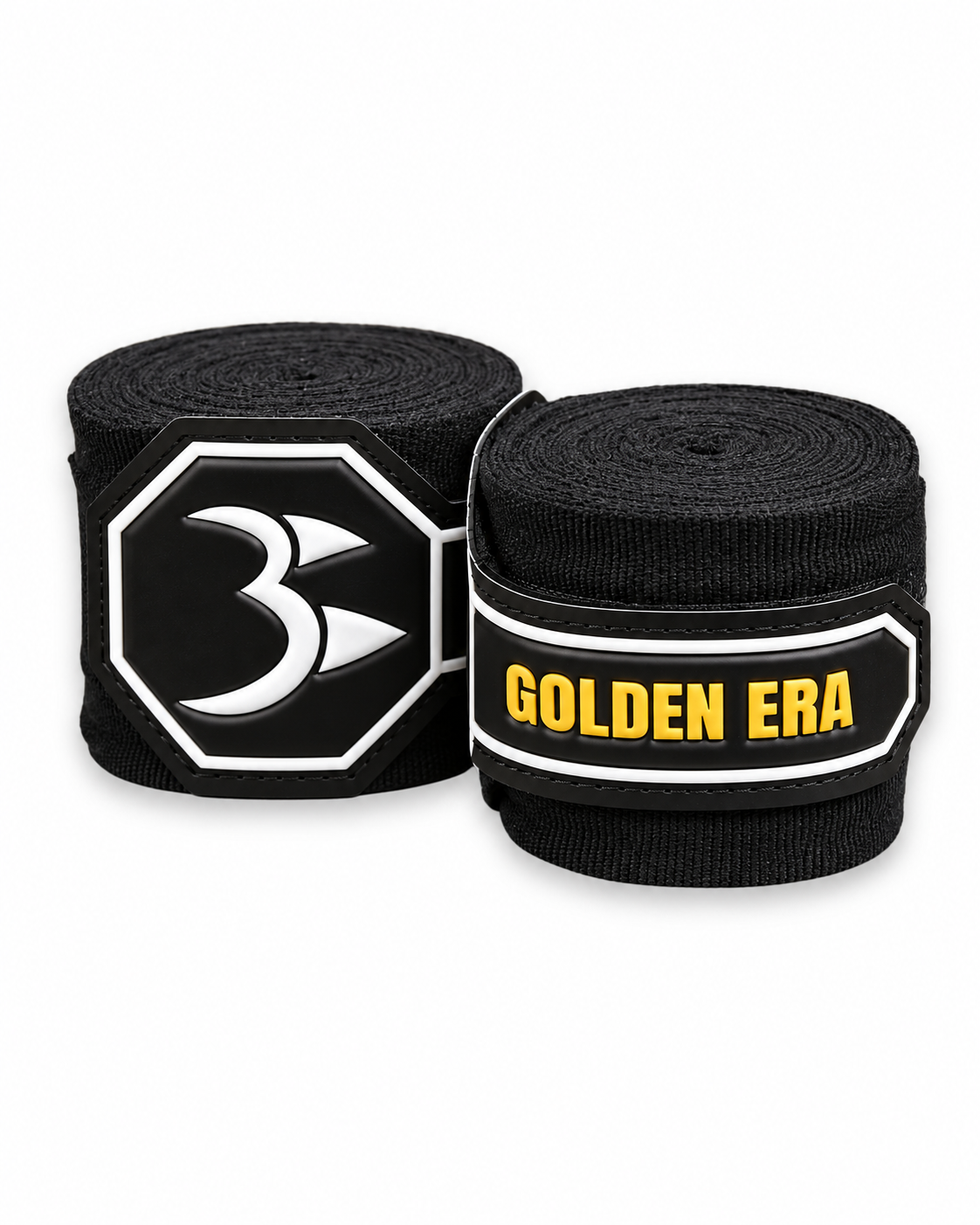 Schwarze PAW Golden Era Boxbandagen mit weißem Markenlogo und Klettverschluss – Boxbandagen für Boxen, Kickboxen und Kampfsport.