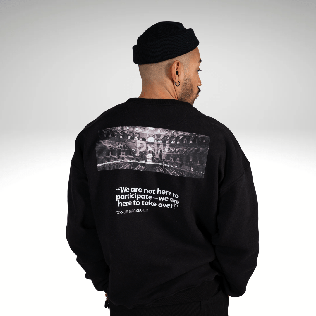 Schwarzes PAW Fightwear Oversize Sweatshirt für Herren – MMA und Boxing Streetwear mit gesticktem Logo