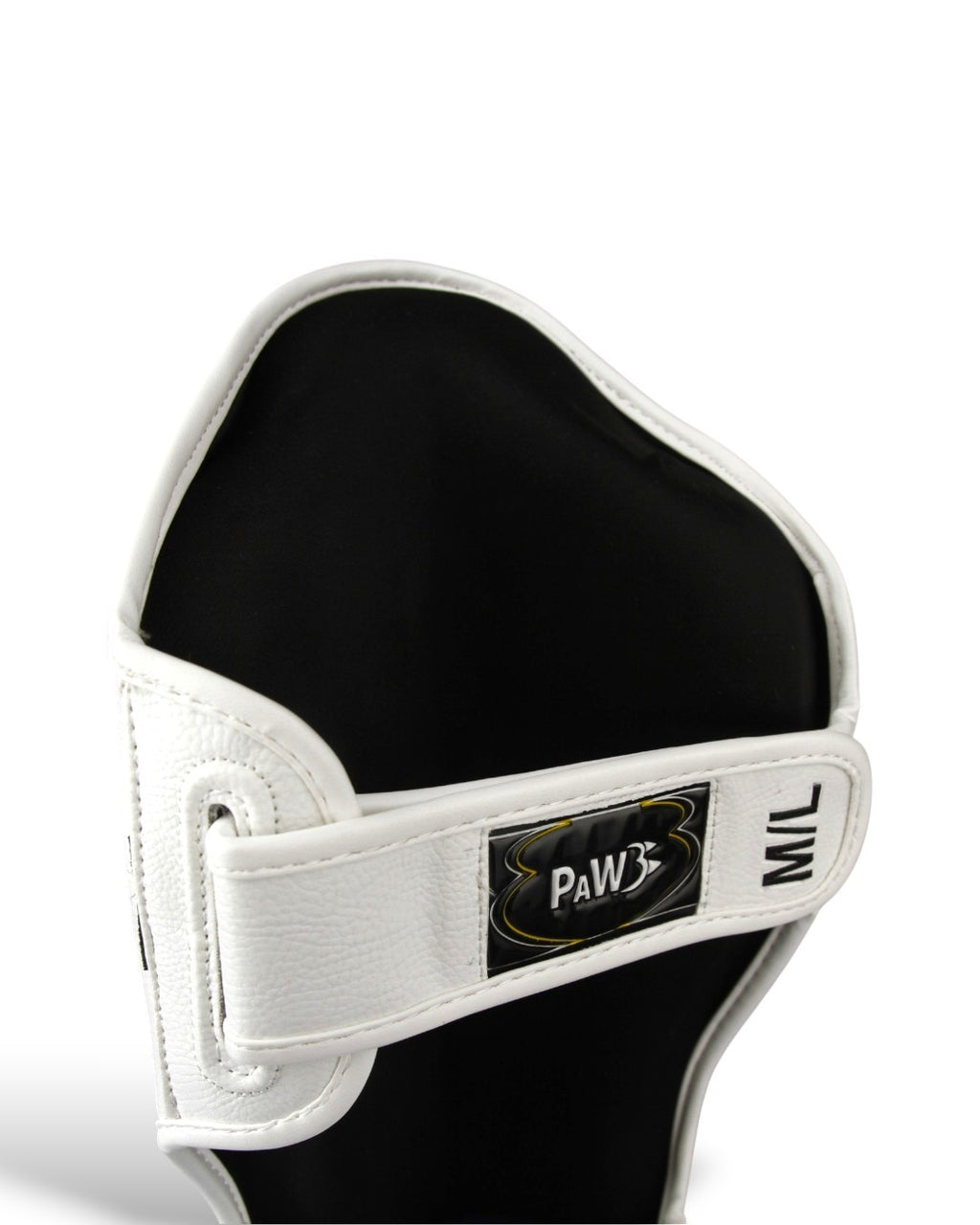 PAW PSG-10 CORE WHITE Schienbeinschoner – Rückseite mit Klettverschluss