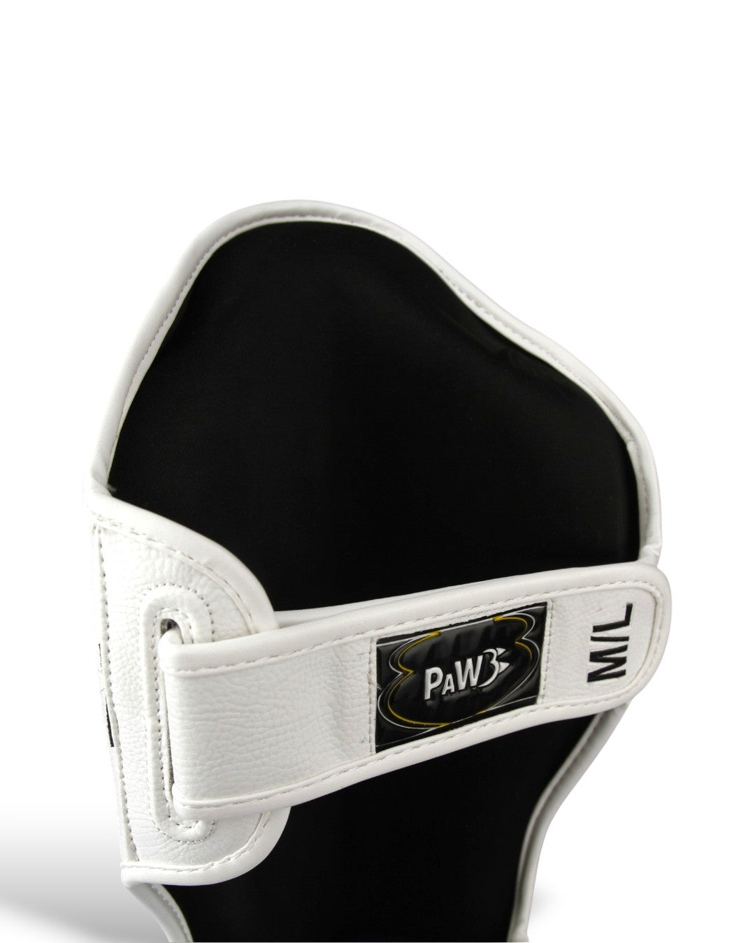 PAW PSG-10 CORE WHITE Schienbeinschoner – Rückseite mit Klettverschluss