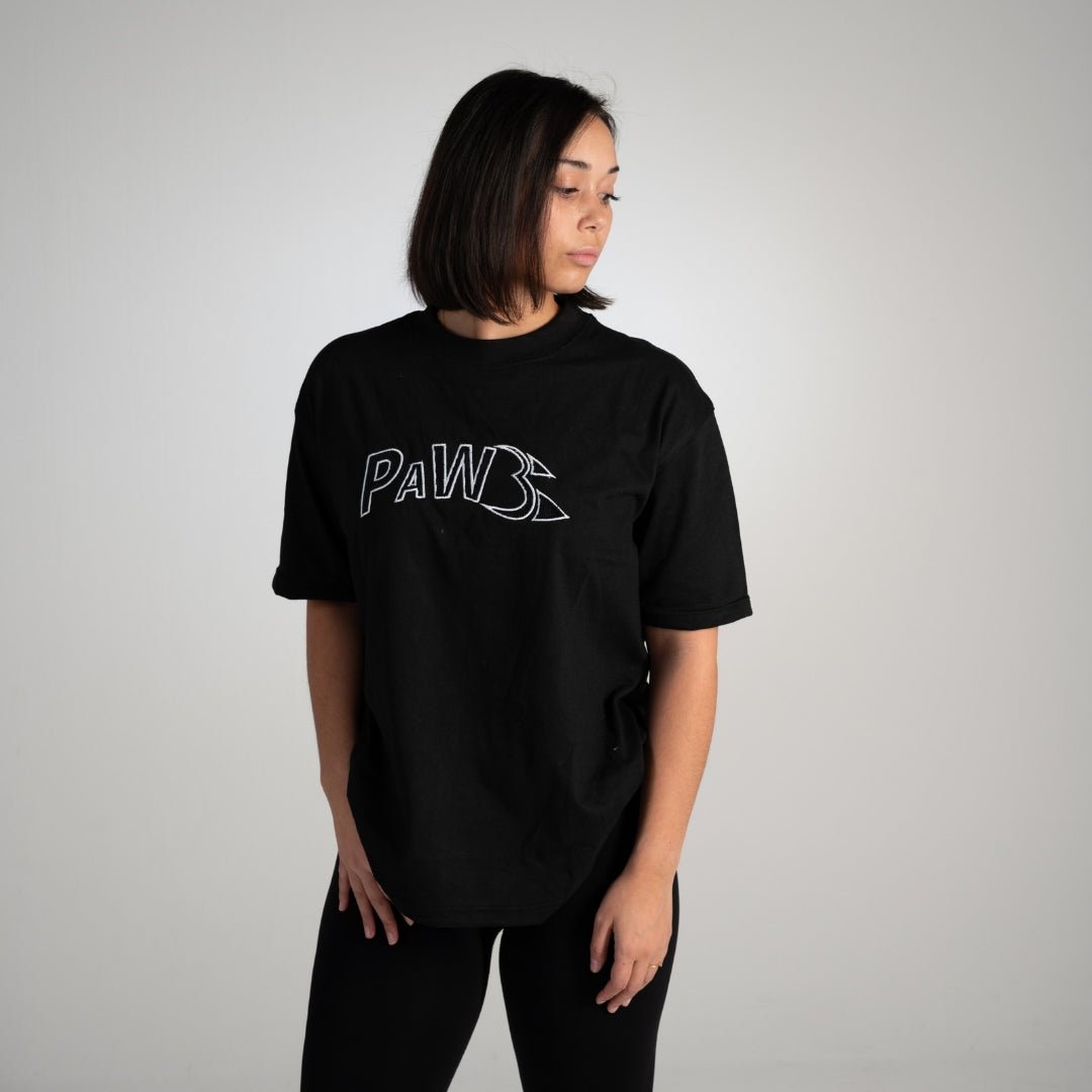 PAW Fightwear Oversize Shirt für Damen in Schwarz – Unisex T-Shirt mit gesticktem PAW Logo
