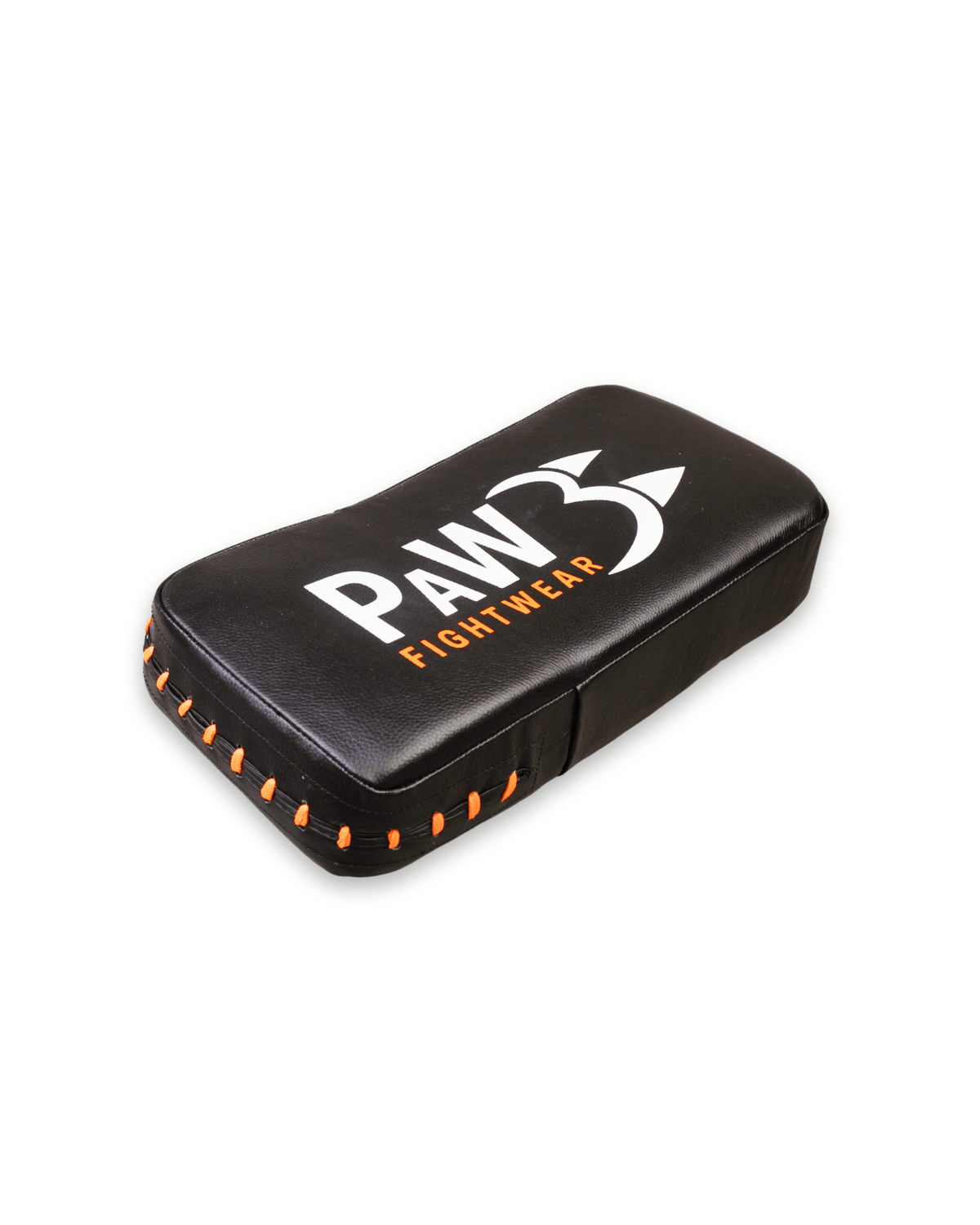 PAW Thai Pads aus Echtleder in Schwarz und Orange – komplette Ansicht für Muay Thai und Kickboxtraining